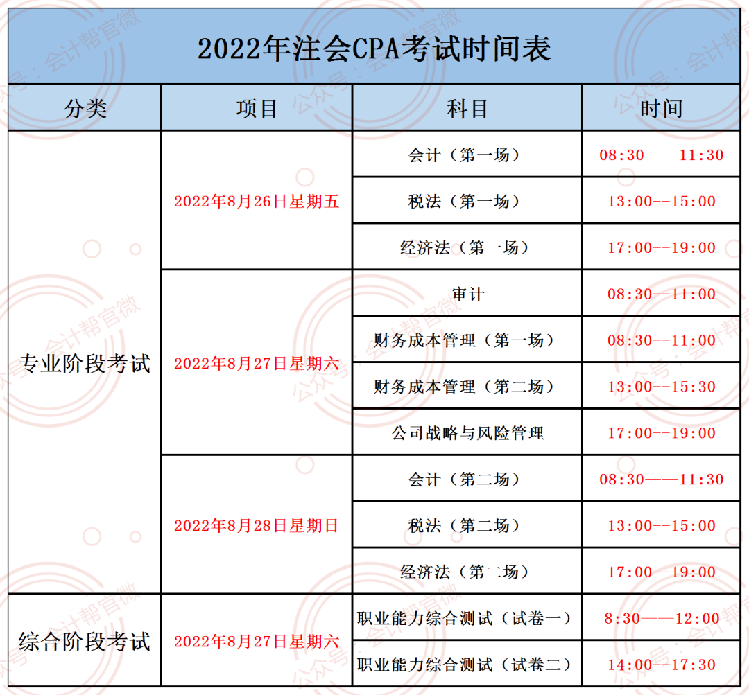 注册会计师考试时间(注册会计师考试时间2024)